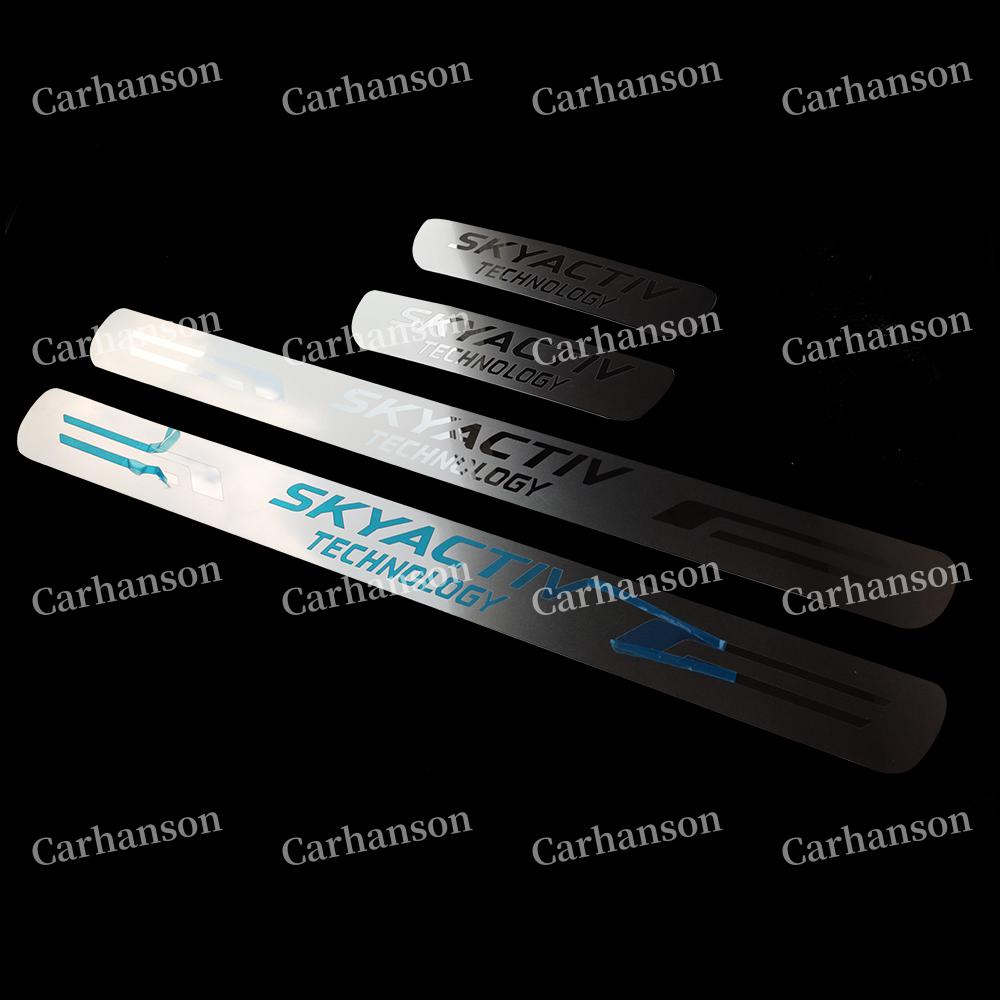 For Mazda 3 CX-5 6 CX30 Car Door Sill Kick Scuff Plate Protector Trim Auto Accessories Threshold Guard Pedal Styling Sticker