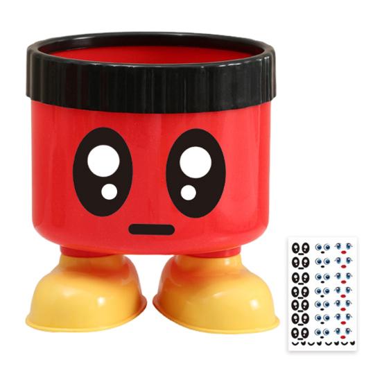 Simpatico Portapenne Cartone Animato con Piedini Grande Capacità Tondo Organizzatore da Scrivania per Materiale Scolastico e da Ufficio Scatola Decorativa Portaoggetti da Scrivania