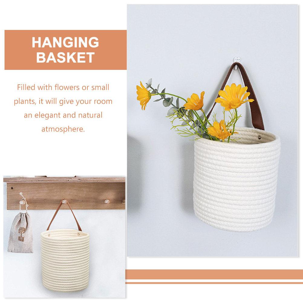 Cotton Rope Hanging Basket for Wall Storage Small Space Saver Organizer Ideal for Flowers Fruits Vegetables in Kitchen Bedroom