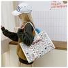 Large Capacity Korean Cartoon Cat Canvas Crossbody & Tote Bag