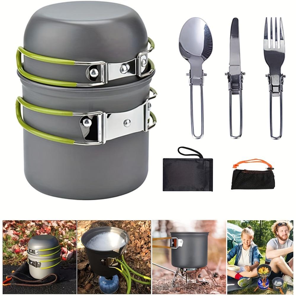 Pardarsey Camping cookware set is suitable for1-2Compact pots and cookware sets, fork and spoon sets are suitable for backpacking, hiking, picnics,