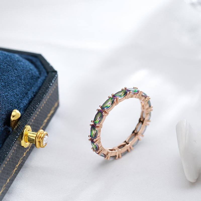 Full Oval Colorful Stone Ring For Women Fashion Natural Zircon With  Rose Gold Color Simple Daily Fine Jewelry