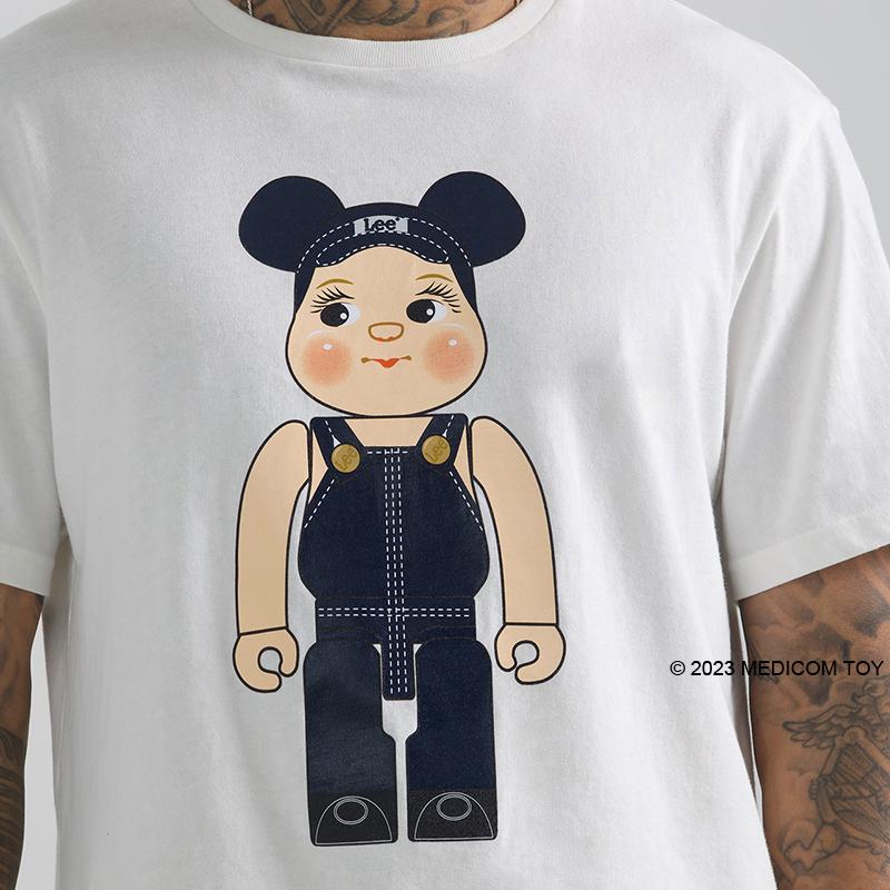 X BE@RBRICK Kollaboration FW23 Bequemes Rundhals-T-Shirt mit mehrfarbigem Print, kurzärmlig, Herren Oberteile Weiß LMT007013203492K14000