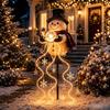 Snowman Light Fountain - Solar Powered Christmas Yard Decor with Flowing Snowflake LED Lights for Garden Pathway Porch Holiday Decoration