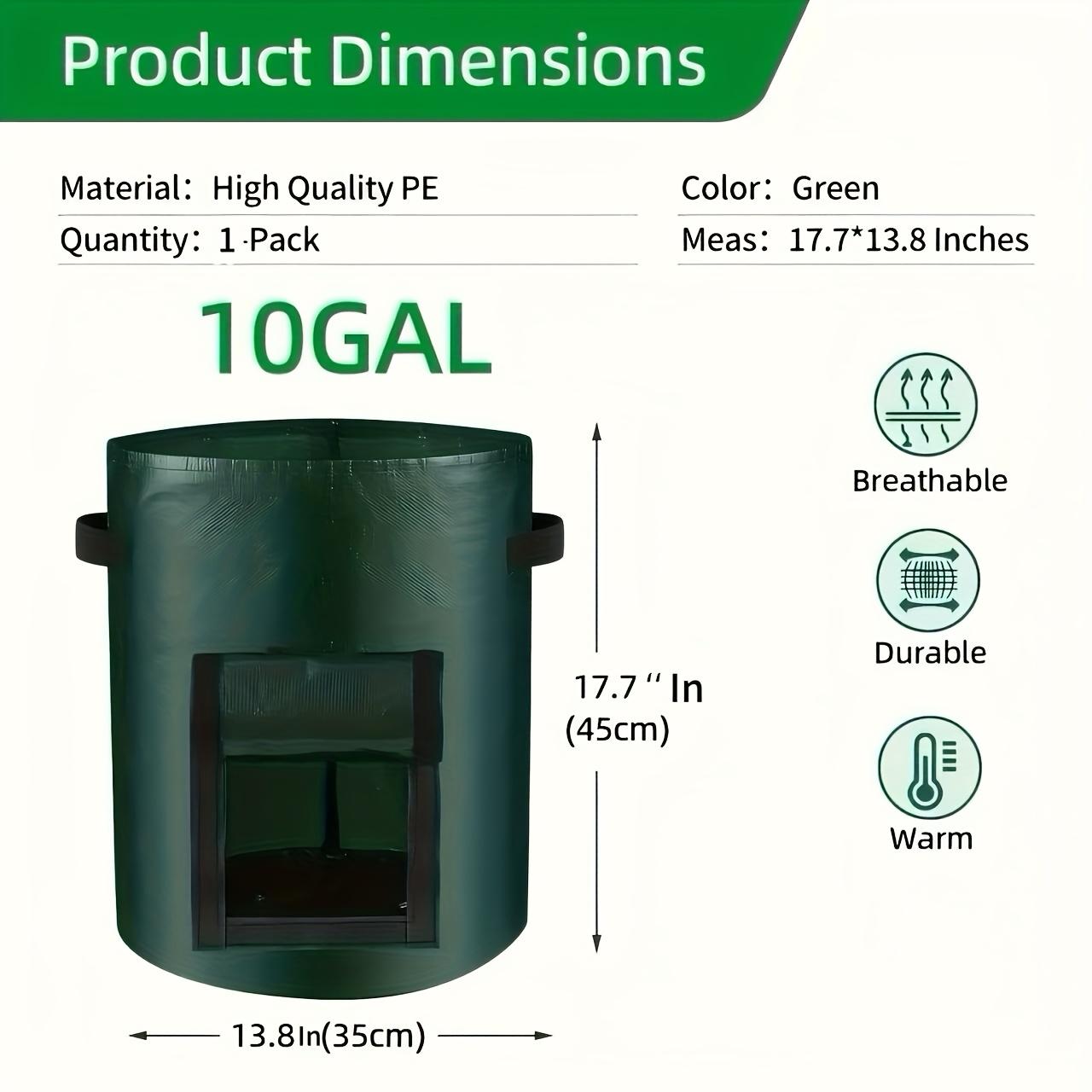 

A Potato Planting Bag Made of PE Material Featuring an Observation Window And Handles with Breathable Drainage Holes 10 Gallons зелений