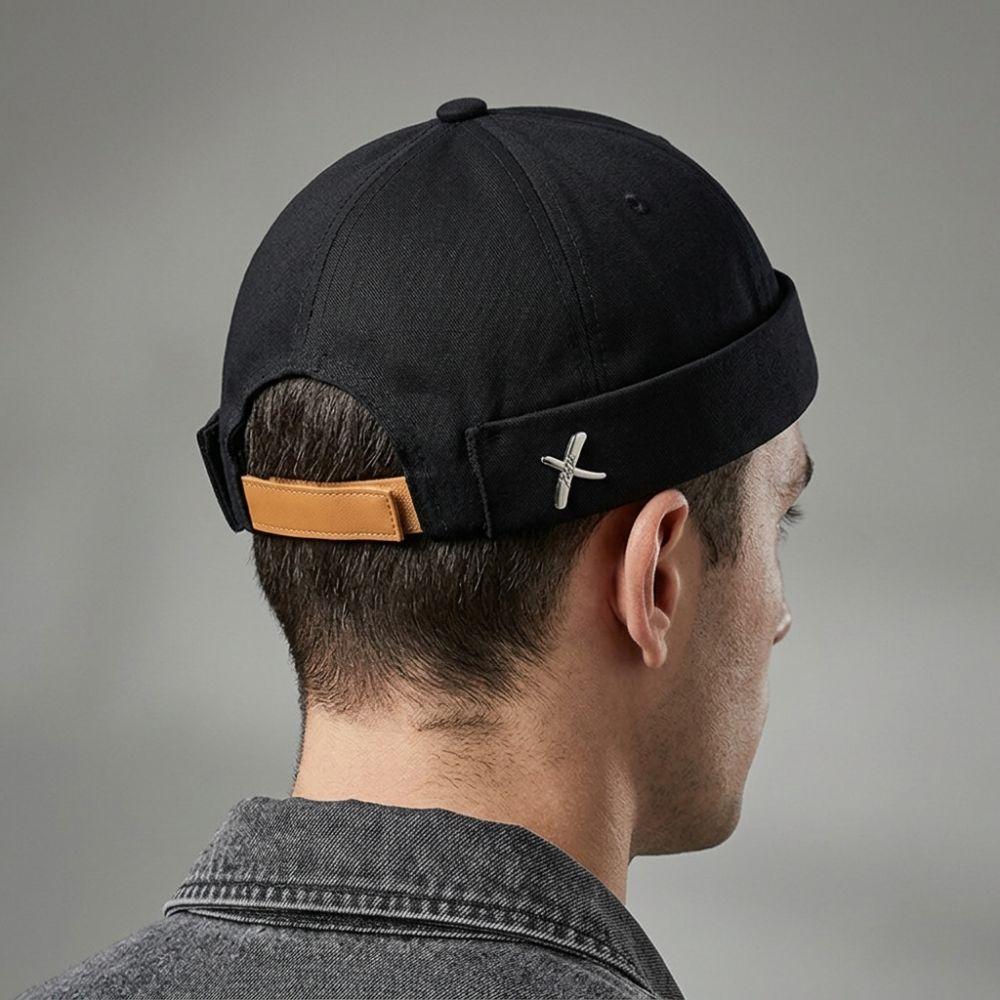 Vintage Style Brimless Docker Cap Adjustable Dome Melon Cap Unisex Brimless Hat  Street Hip Hop
