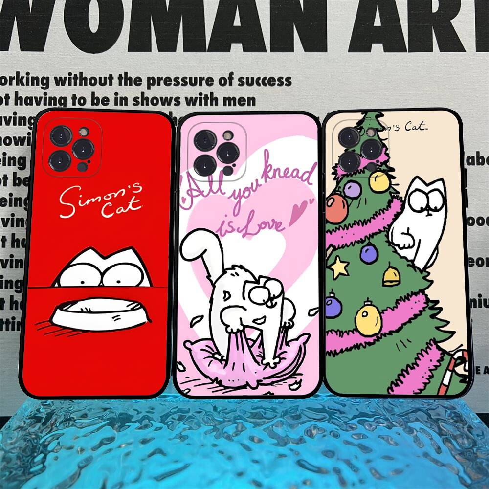 Étui de téléphone Chat Mignon S-Simons Pour IPhone 17 16 14 15 13 12 11 Pro Max Plus Silicone Housse Souple