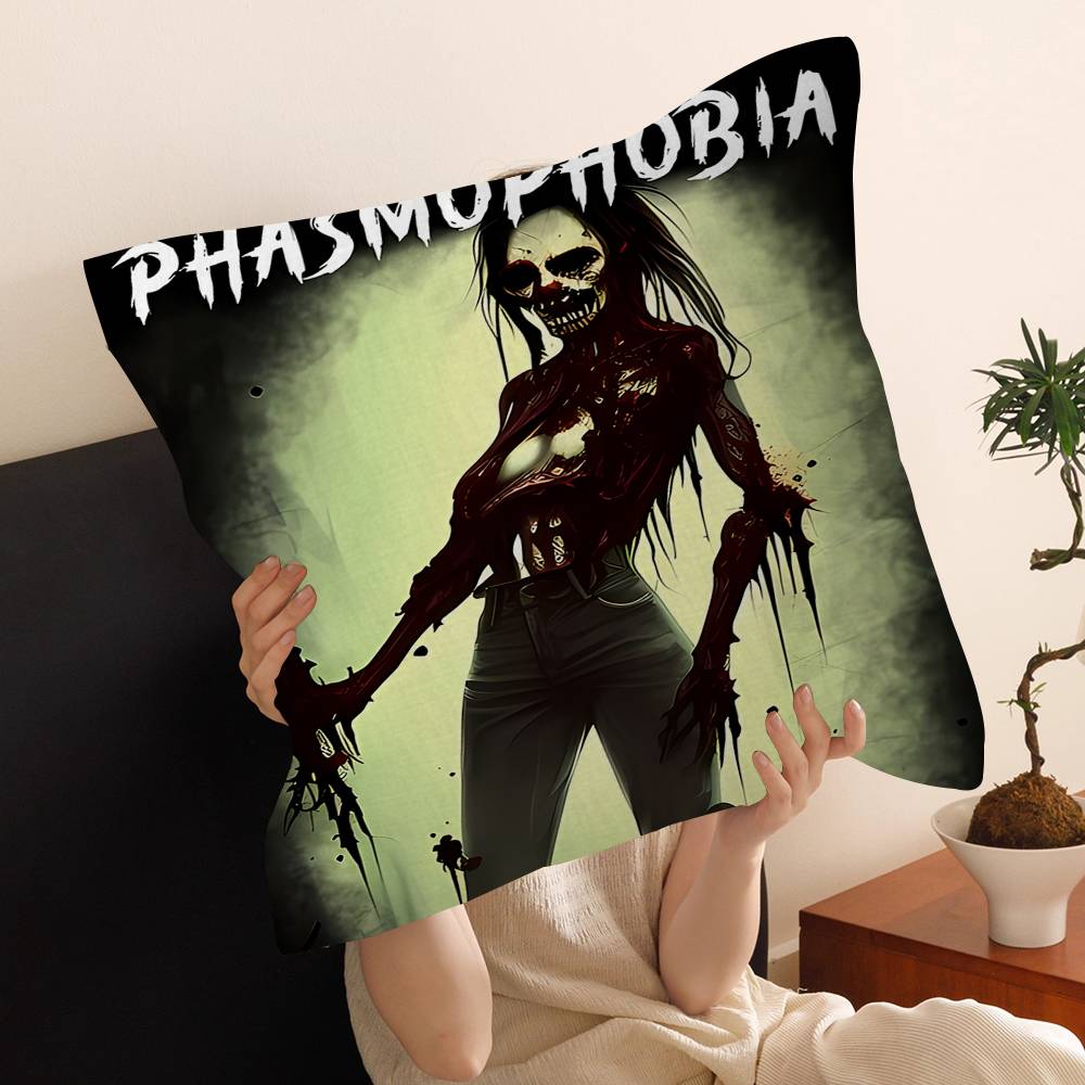 Game Phasmophobia Cushion Cover Car Throw Pillow Case For Sofa Car Christmas Gift 40x40cm 45x45cm