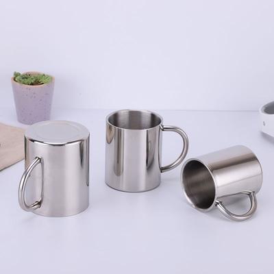 New Convenient Silver Handle Double Wall Stainless Steel Portable Coffee Mug Travel Cup 220ml 300ml 400ml
