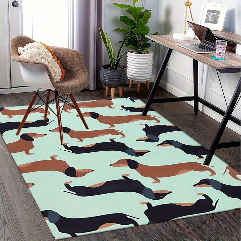 Office Carpet Dachshund Patterned Rug for Sofa Protection Under Chairs
