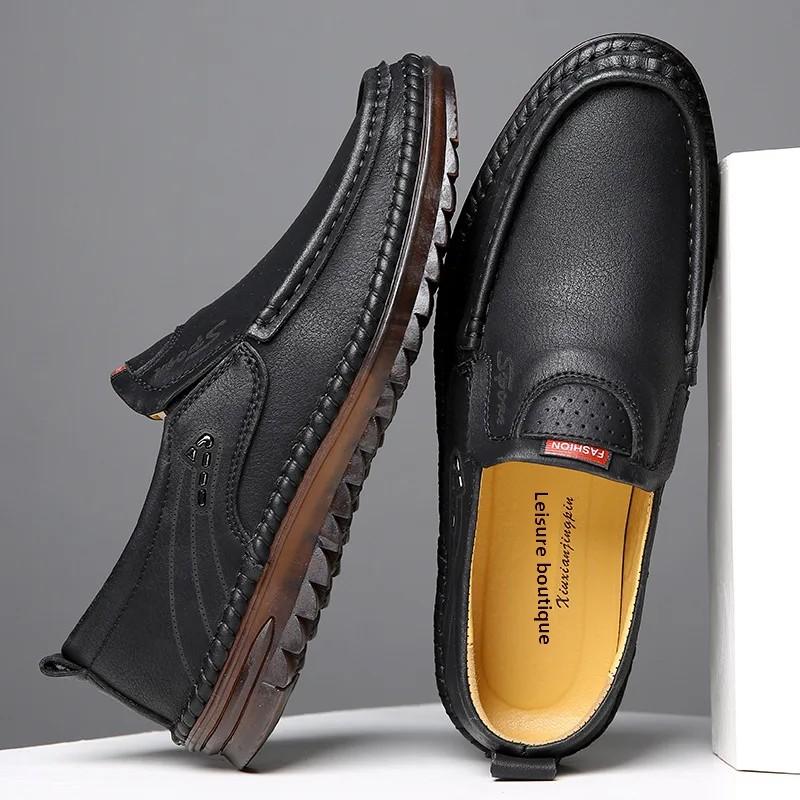 Men Leather Shoes Slip On Brown Shoes Leather Loafers Mens Moccasins Shoes Italian Designer Shoes