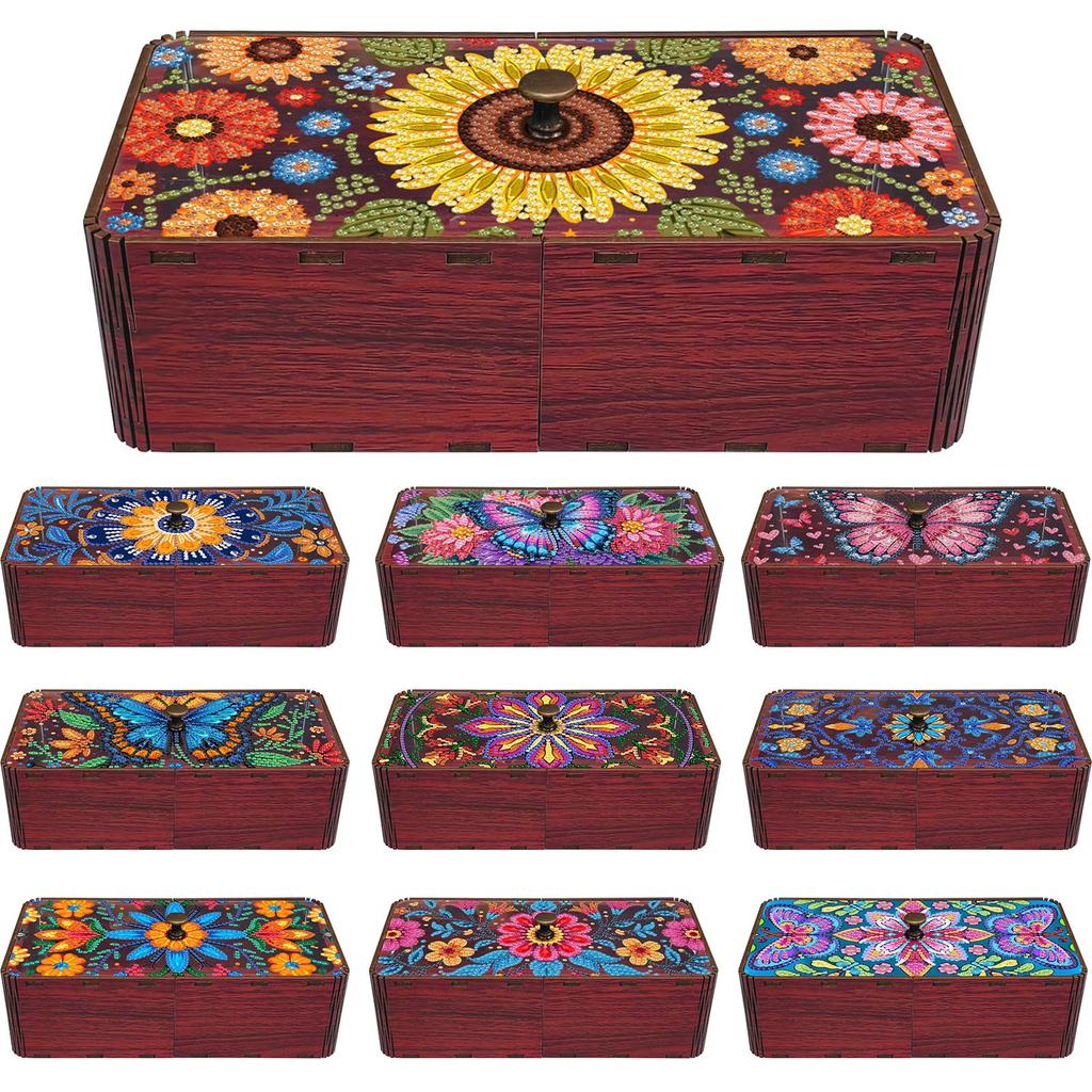 DIY Diamond Art Wooden Storage Box with Lid Diamond Art Painting Storage Box Kit Unique Office Desk & Vanity Organizer