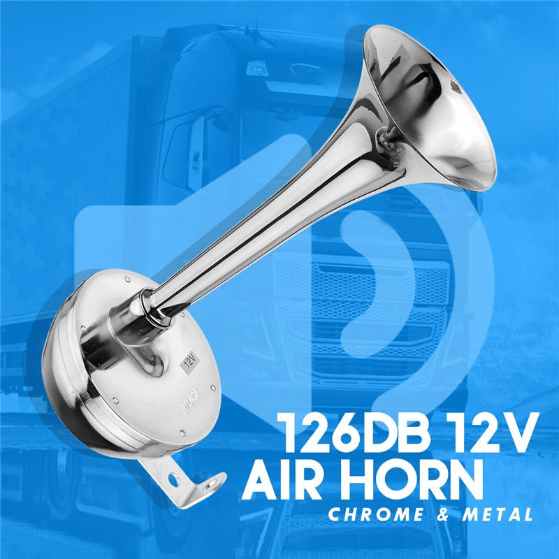 12V 126DB Car Universal Super Loud Air Horn Chrome Tracheal With Bracket For Car Truck Boat Motorcycle