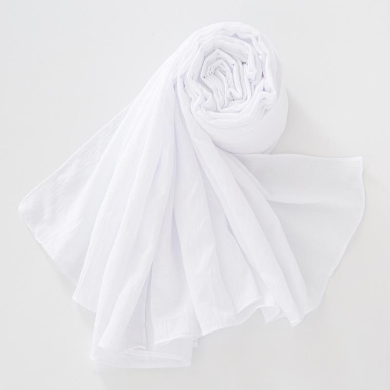 New Breathable Crumpled Scarf For Women Girls Solid Scarves Soft Cotton Wrinkle Pashmina Shawl Foulard Winter Warm Wrap Shawls