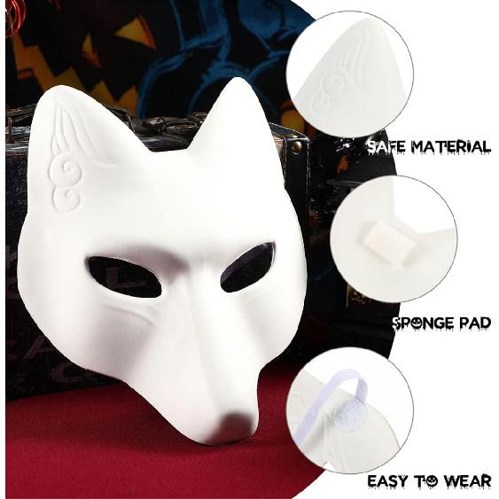 ARTIBETTER Halloween Costumes Fox Mask Halloween Fox Masks Blank Fox Masks Fox Costume Masks Halloween Blank Masks Female DIY Blank Kids Mask