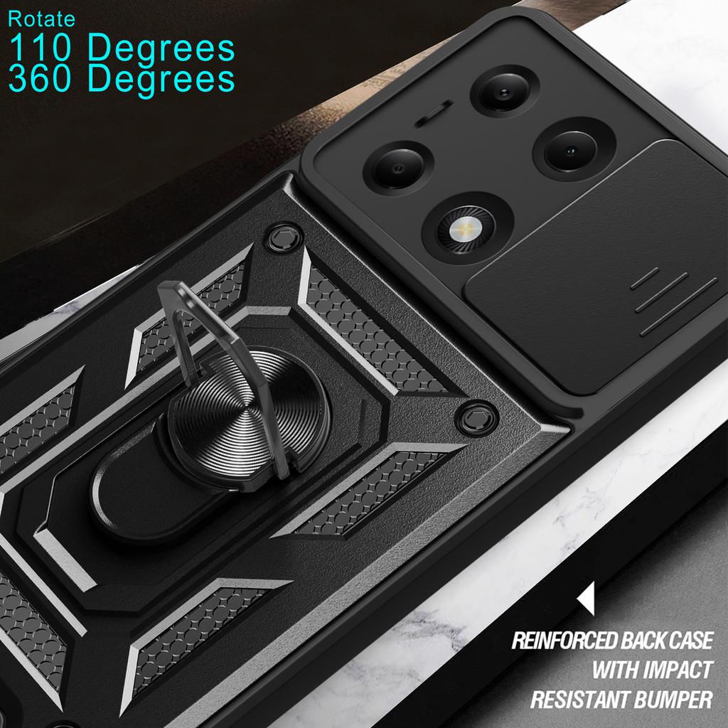 For Xiaomi Redmi Note 13 Pro 4G/Poco M6 Pro 4G Phone Case Slide Lens Guard Bump Proof PC+TPU Shell