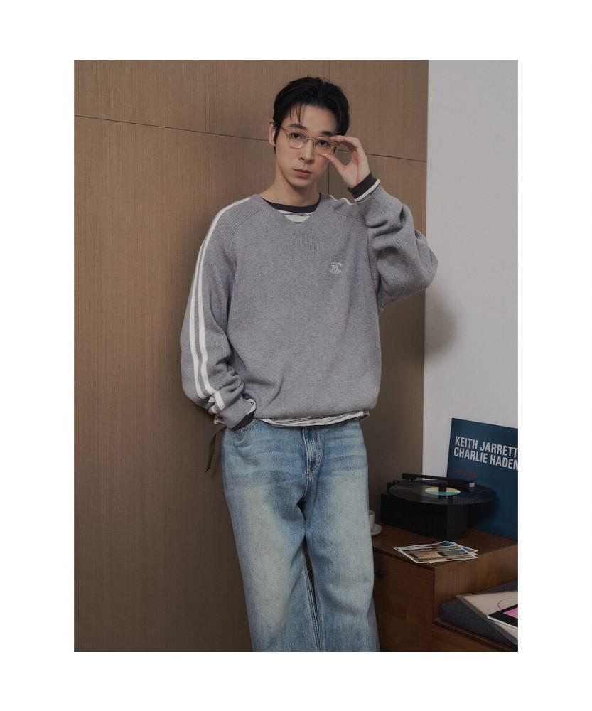 8SECONDS V-Neck Track Knit Gray