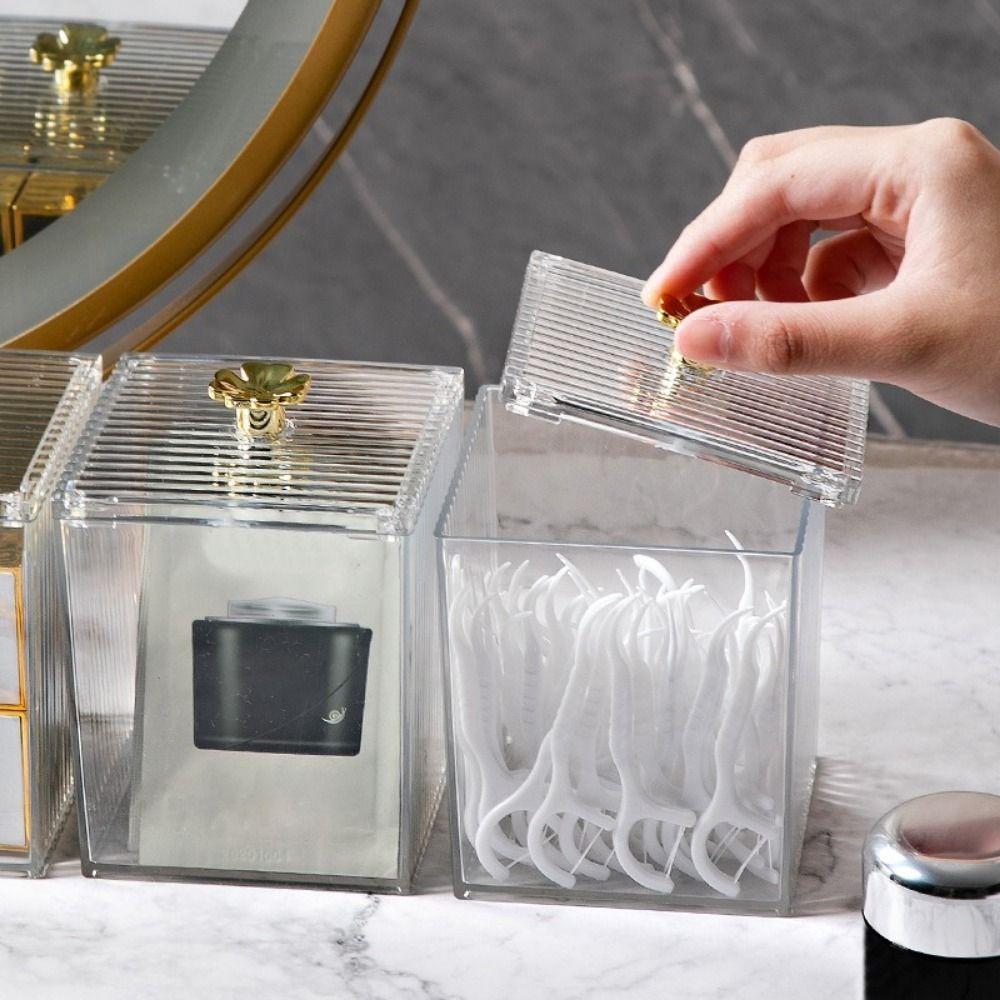 Desktop Acrylic Lipstick Dust-Proof Makeup Removal Cotton Cosmetics Storage Cotton Swab Storage Box