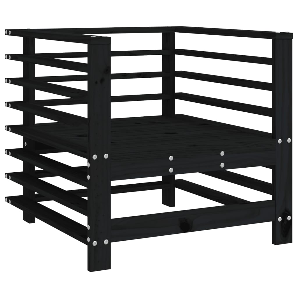 Vidaxl Garden Chairs, 2 Pcs, Black, Solid Pine Wood