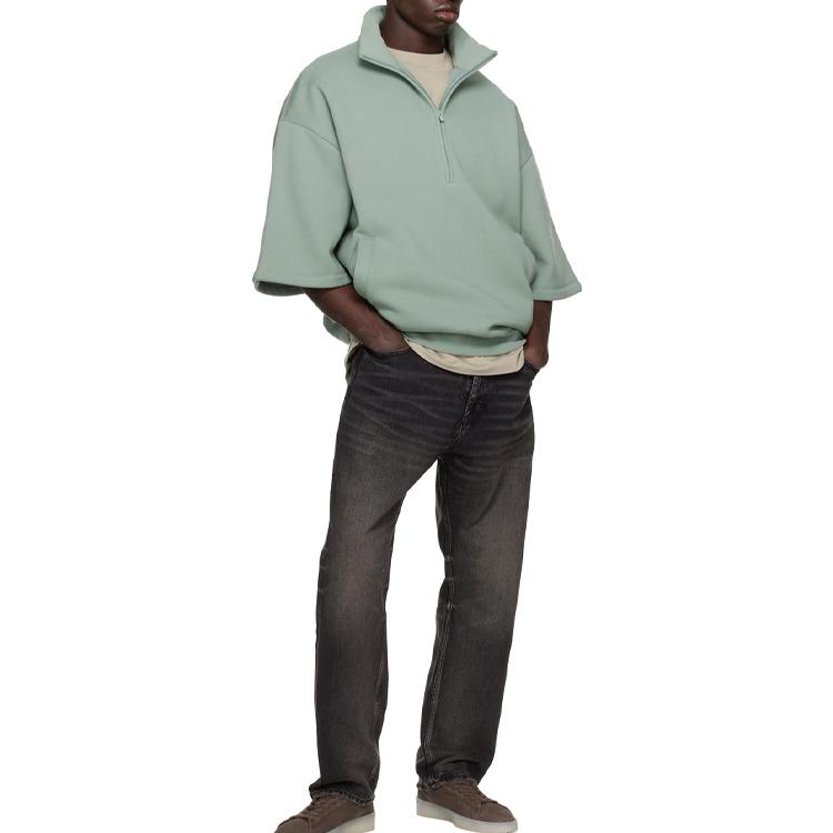 Fear of God Essentials Quarter-Zip 3/4 Sleeve Shirt Men Tops Mist-Blue 192BT224311F
