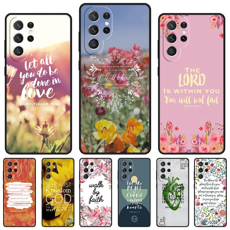 Bible Verse Phone Case For Samsung Galaxy S24 S25 S23 S22 Ultra Note 10 20 Plus S20 S21 FE Cover