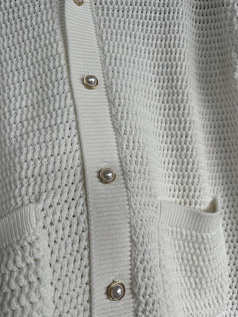 Skladem CASABLANCA Modrý pruhovaný Ručně pletený Svetr Cardigan z Čisté Bavlny