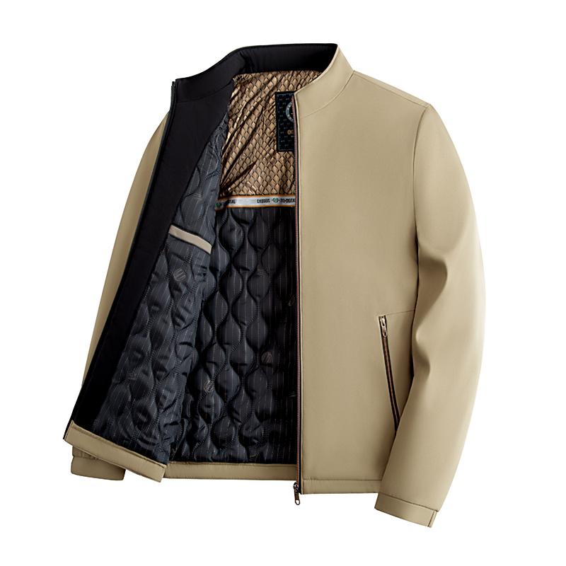 Men's Zipper Autumn and Winter High Collar Solid Color Pocket Long Sleeve Jacket Fashion Tops