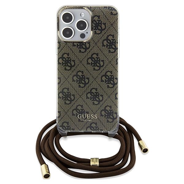 Guess Guhcp15Lhc4Sew Iphone 15 Pro 6.1 Brązowy/Brown Hardcase Crossbody Cord 4G Print