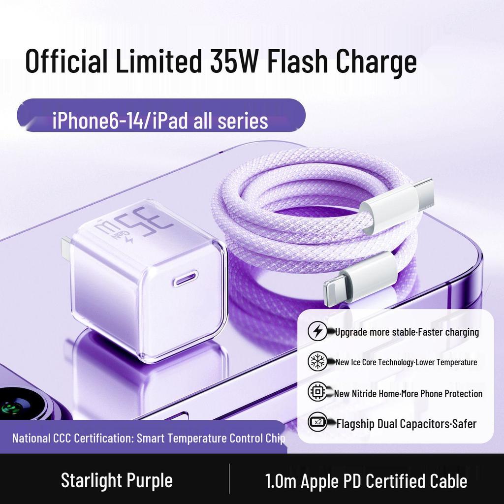 Compatible with Apple iPhone 16 Pro Max, 15 Plus, 13 - Genuine PD Fast Charging Ice Cube Charger Head