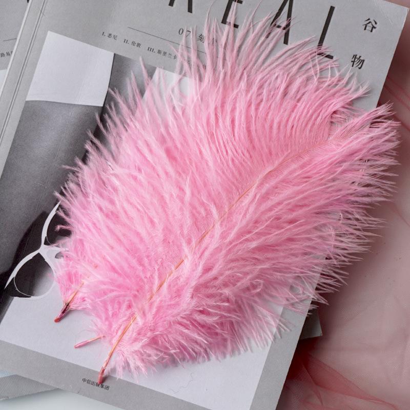 22-Color Ostrich Fur Big Feathers Wedding Background Wall Decorative Wall White Pink Feather Flower Arrangement 20-25Cm