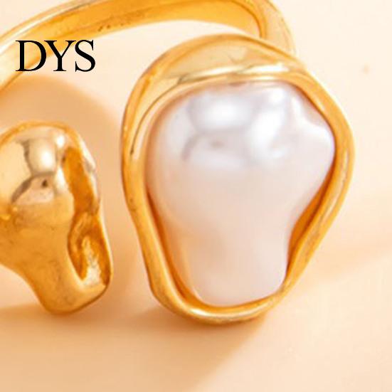 Daily Wear Rings 4Pcs Faux Baroque Pearl Toe Ring Set, Non Tarnish Open Zinc Alloy for Women, Adjustable Golden Plated Foot Jewelry Summer