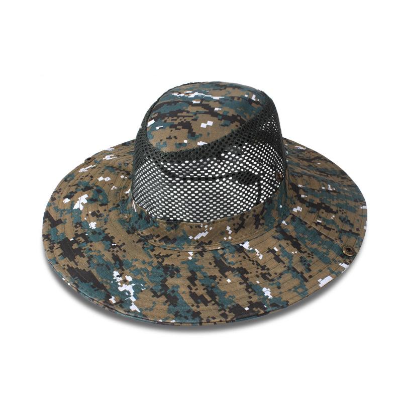 Updated Tactical Camouflage Male Bucket Hat Breathable Mesh 9cm Brim Sun Hat Male Foldable Outdoor Jungle Hunt Camping Angling  Practical Use