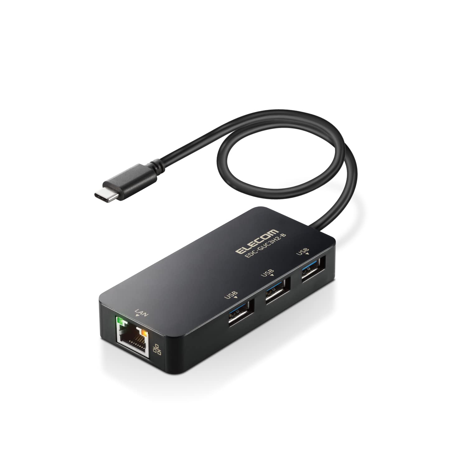 ELECOM Проводной LAN USB Gen 1 на RJ45 Гигабитный USB-хаб Совместимый с Windows macOS Адаптер, 3.1 (USB 3.0) Конвертер типа C, (3 порта USB-A), MacBook,
