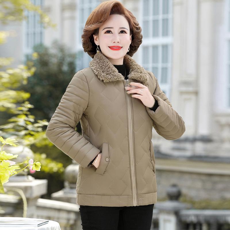 Autumn and Winter Small Cotton-padded Coat with Velvet Double-pocket Lapel Temperament Commuter Ladies Cotton-padded Coat