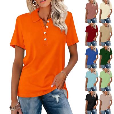 Damen Kurzarm Poloshirt Lässiges Hemd mit Knopfleiste Entspannte Passform Weiche Leichte Sommerbluse für den täglichen Gebrauch
