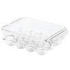 Covered Egg Holder 12 Eggs BPA-Free Plastic Refrigerator Storage Container with Lid and Handle Stackable Egg Organizer