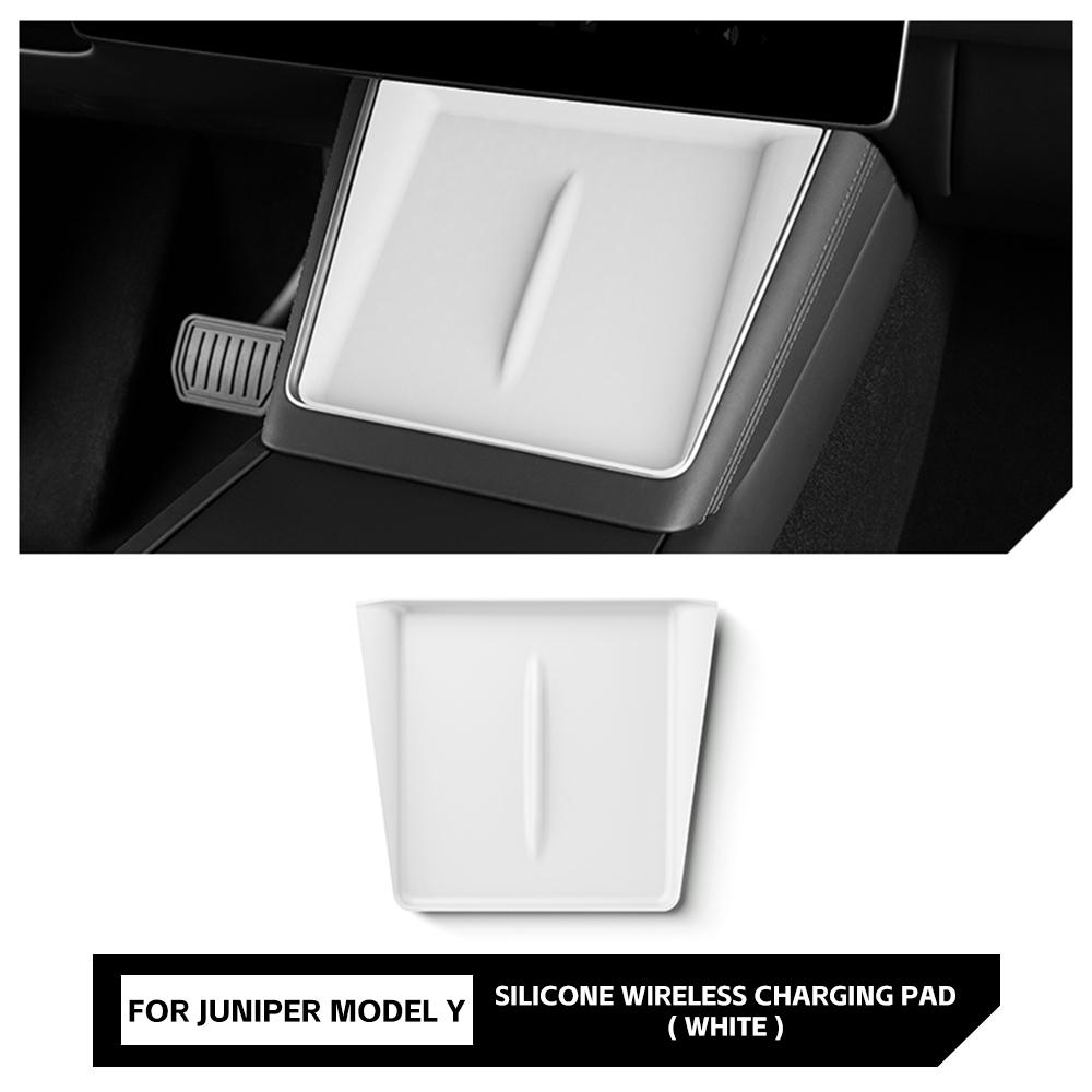 

For Tesla Model Y Juniper 2025 2026 Car Wireless Charging Pad Center Console Anti Slip Silicone Mat For Tesla Car Accessories білий