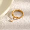 European & American Fashion Luxury 18K Gold-Plated Stainless Steel Water Drop Ring for Women
