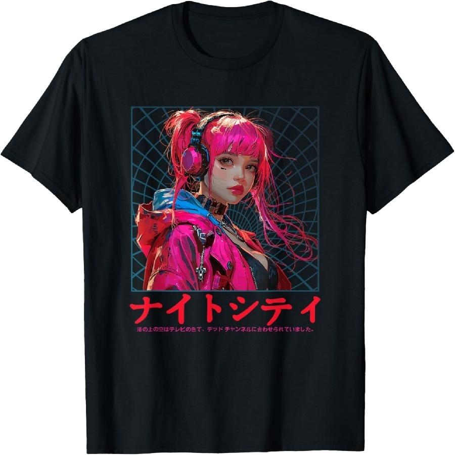 Cyberpunk pun Cat cybercat Japanese character cyberpunker T-Shirt.jpg