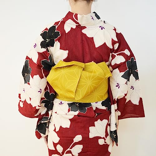 Half-width Obi [Asanoha] for Hakama and Yukata, Single-Layer Kimono, Simple, Solid Color, Half-width Obi (Azalea Green)