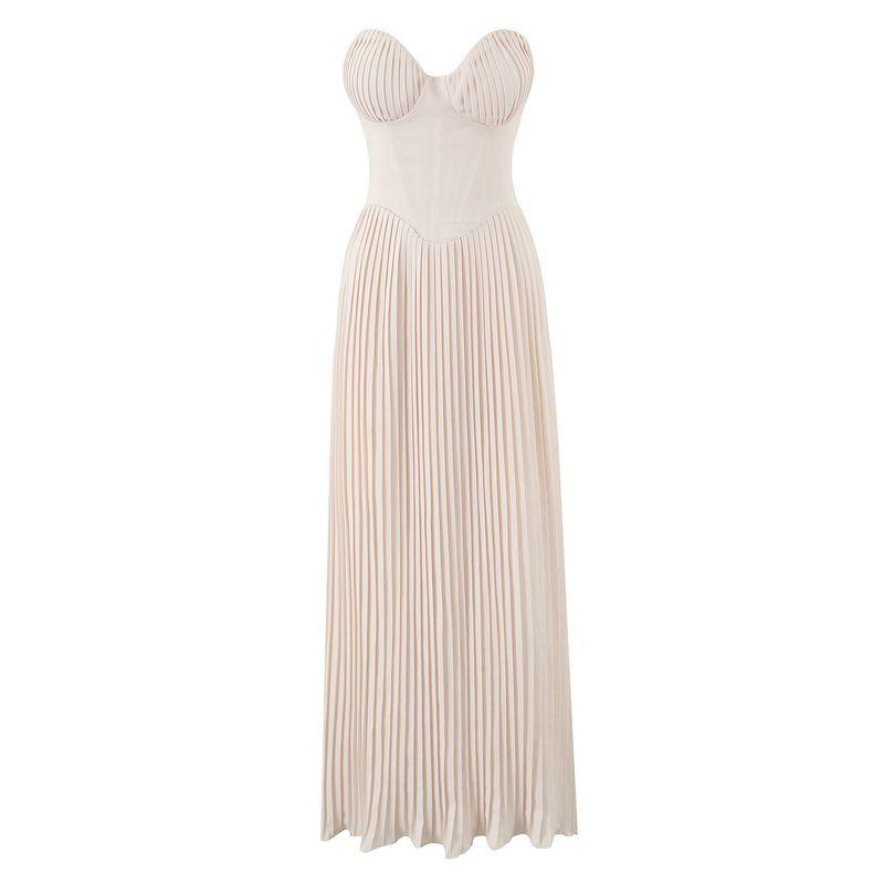 

Milan Style House Same Style French style Romantic High Sense Pleat Shell Shape Pleated Mid-Length Tube Top Dress Milan style S