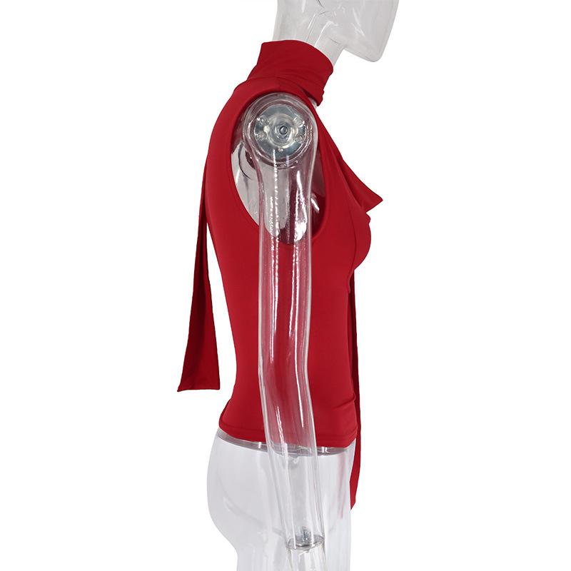 Maiou Solid Vară Nou Femei Sexy Fără Mâneci Decolteu în V Doamnă Top Modă Bandaj Streetwear Casual Slim Maiou Elegant Tricotat