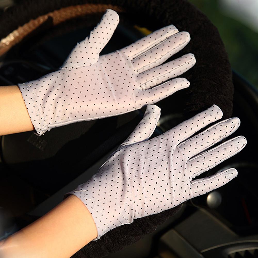 Thin 1Pair Spandex Spring Anti-UV Elastic Sunscreen Dots Gloves Women Gloves Driving Gloves