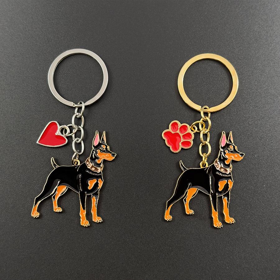 Personalized Doberman Keychain: Fashion Cartoon Alloy Bag Charm Pendant