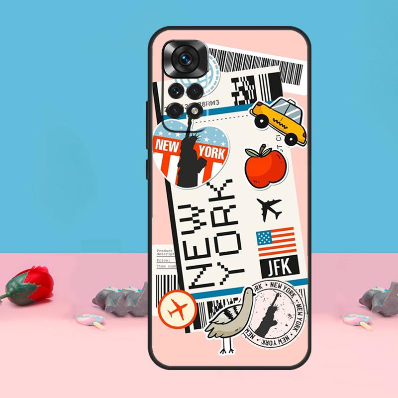 New York TOKYO Traveltickets Cover For Xiaomi Redmi Note 12 10 11 13 14 15 Pro Plus Case For Redmi 15C 13C 12C 10C 14C 15