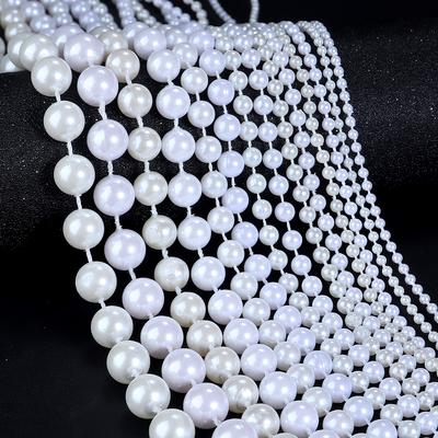 5yards/roll Imitation Pearl Chain White 3-12mm Round Beads Chain for Home Wedding Clothing Decoration Jewelry Making Accessories
