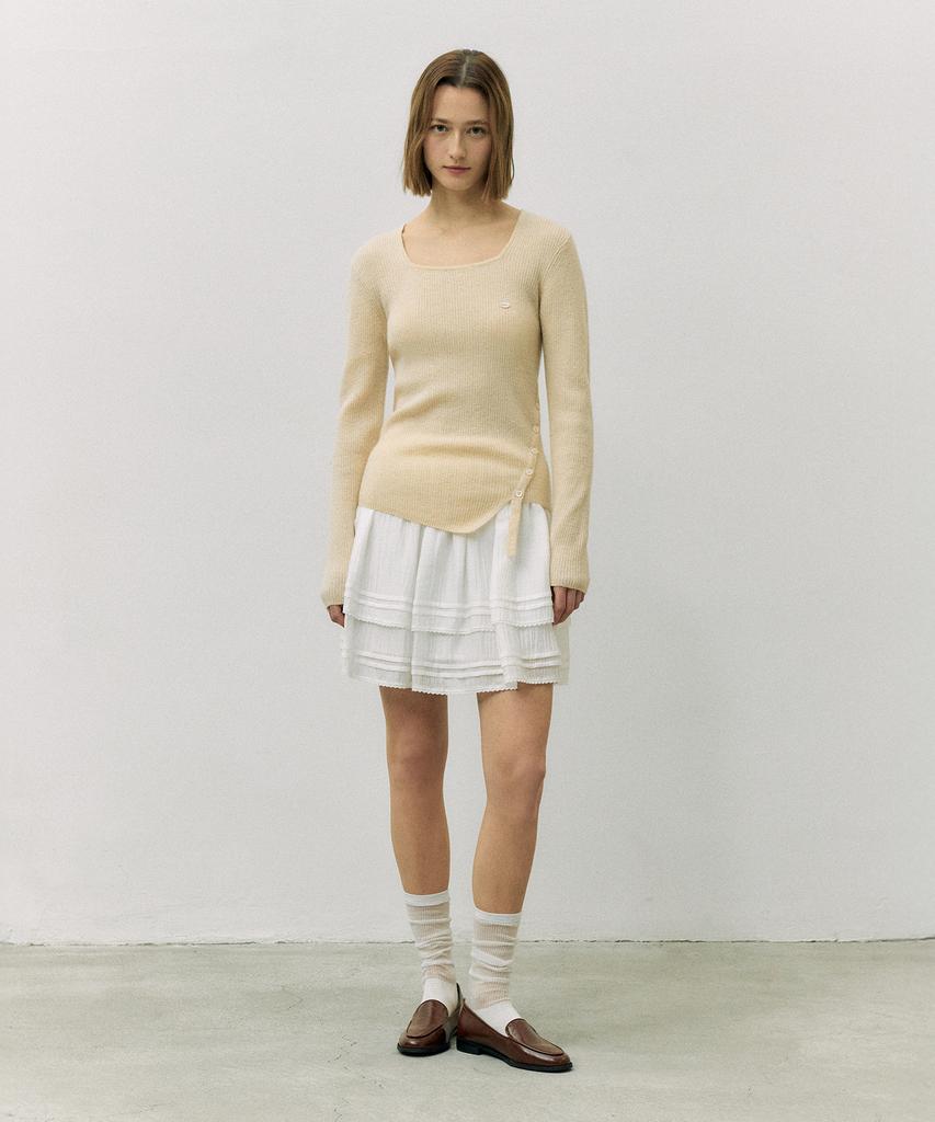 Lora Lora Falda Mini de Encaje Cancán Blanca