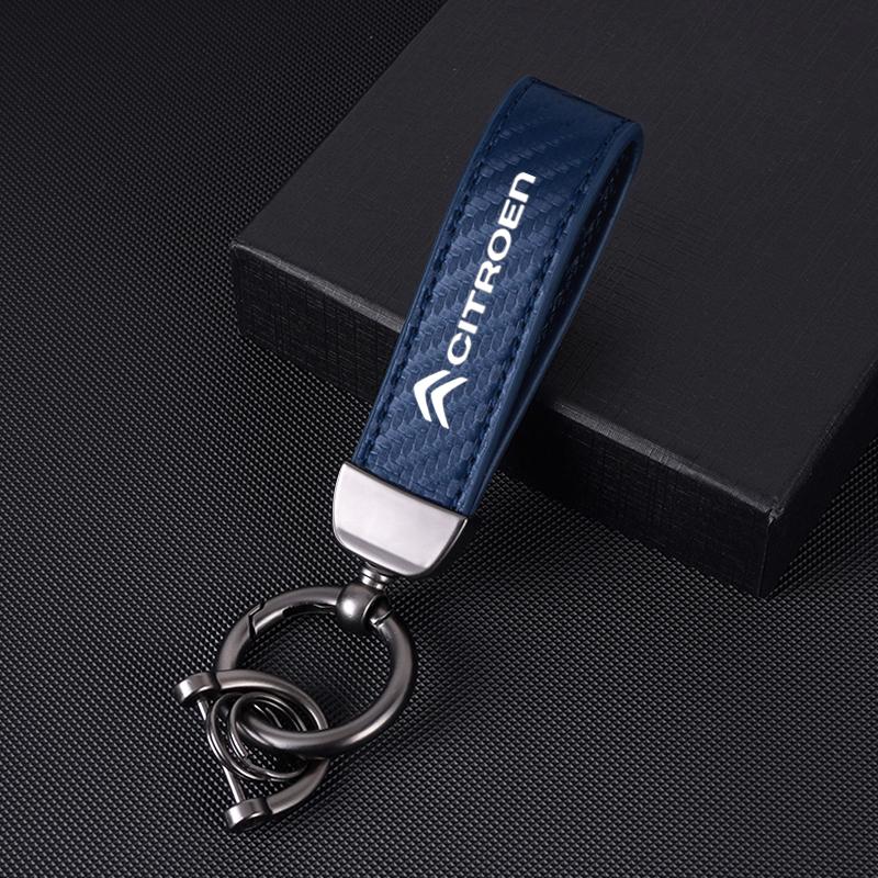 Carbon Leather Key Chain Ring Keyring For Citroen C1 C2 C3 Vts C4 Saxo C4L C5 C6 C8 Xsara Picasso Berlingo Cactus Aircross C3-XR