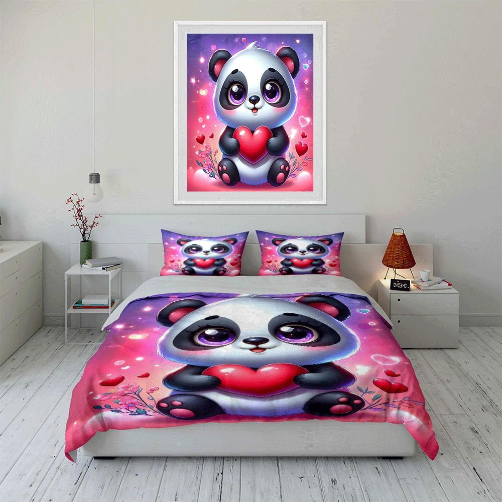 Cute Panda-Themed Gift Set Exquisite Three-Piece Bedding Set Gift For Kids And Adults