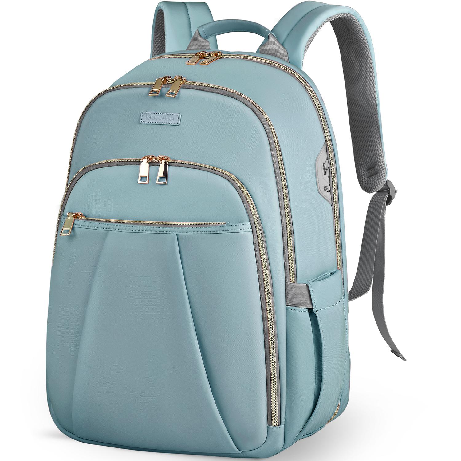 

Дорожный рюкзак для женщин большой вместимости, водонепроницаемый рюкзак для ноутбука, рюкзак для книг, рюкзаки, разрешенные TSA для бизнеса и работы зелёный